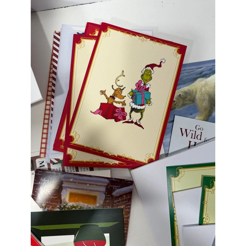 Mixed Holiday Christmas Greeting Card Lot Grinch Polar Bear Save the Children
